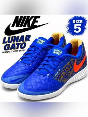 Nike Lunar Gato 2 IC Racer Blue Hyper Crimson Indoor Soccer Shoes Men’s Size 5